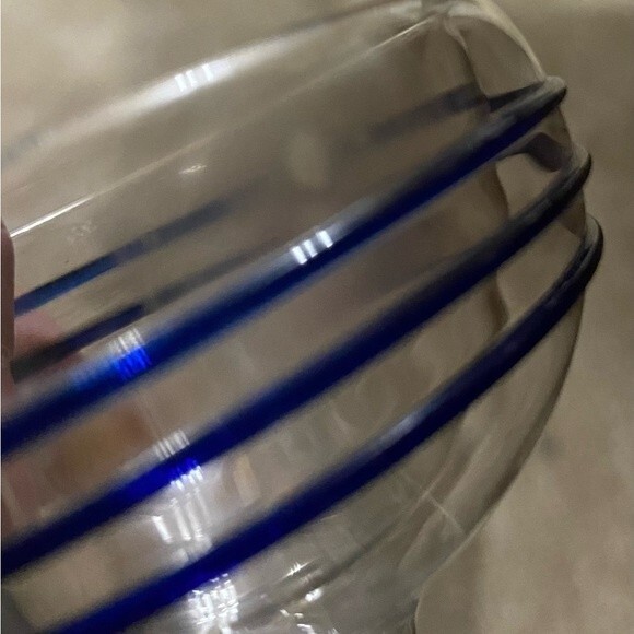 RARE Department 56 Set 4 Floating Glass Votive Holders Clear Cobalt Blue Swirl - Picture 11 of 13